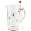 Mud Pie Glass Candy Cane Pitcher; Pitcher 50 Oz | Stirrer 10 1/2″