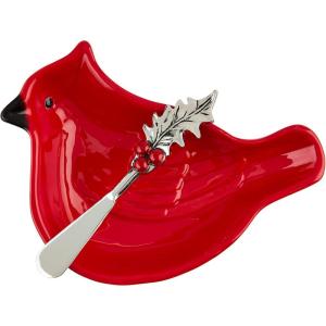 Mud Pie Cardinal Tidbit; dish 5 1/2″ x 6 1/2″ | spreader 5 1/2″
