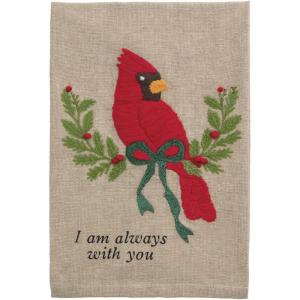 Mud Pie Christmas Cardinal Embroidered Towel