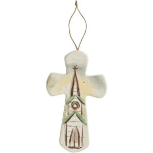 Mud Pie Christmas Church Painted Cross