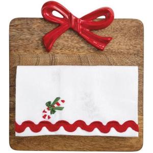 Mud Pie Christmas Red Bow Board & Towel Set