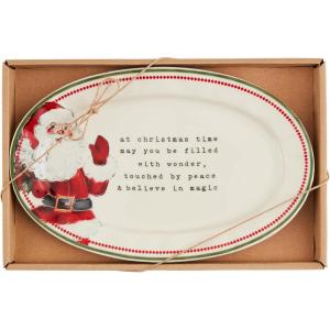 Mud Pie Christmas Time Sentiment Plate PLATTERS & Trays, 6 1/2″ x 10″, WHITE(6 1/2″ x 10″)