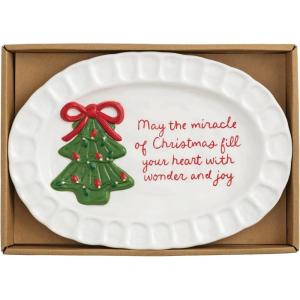 Mud Pie Christmas Tree Whimsical Christmas Sentiment Plate(White)