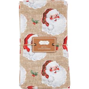 Mud Pie Printed Vintage Santa Napkins; 18″ x 18″