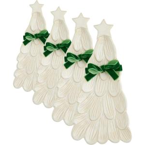 Mud Pie Tree Everything Dish PLATTERS & Trays, 9 1/4″ x 4 1/2″, WHITE(9 1/4″ x 4 1/2″ (Pack of 4))