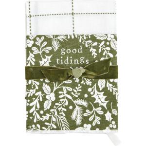 Mud Pie White Christmas Towel Set, Merry,16 1/2″ x 26″(Good)