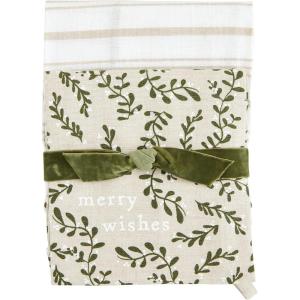 Mud Pie White Christmas Towel Set, Merry,16 1/2″ x 26″(Merry)