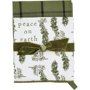 Mud Pie White Christmas Towel Set, Merry,16 1/2″ x 26″(Peace)