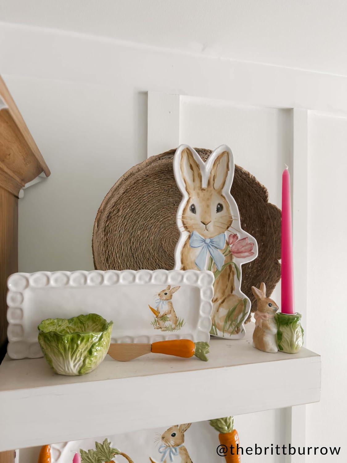 image:imageMud Pie Easter Bunny Tray Cabbage Tidbit Bowl and Carrot Spreader Set
