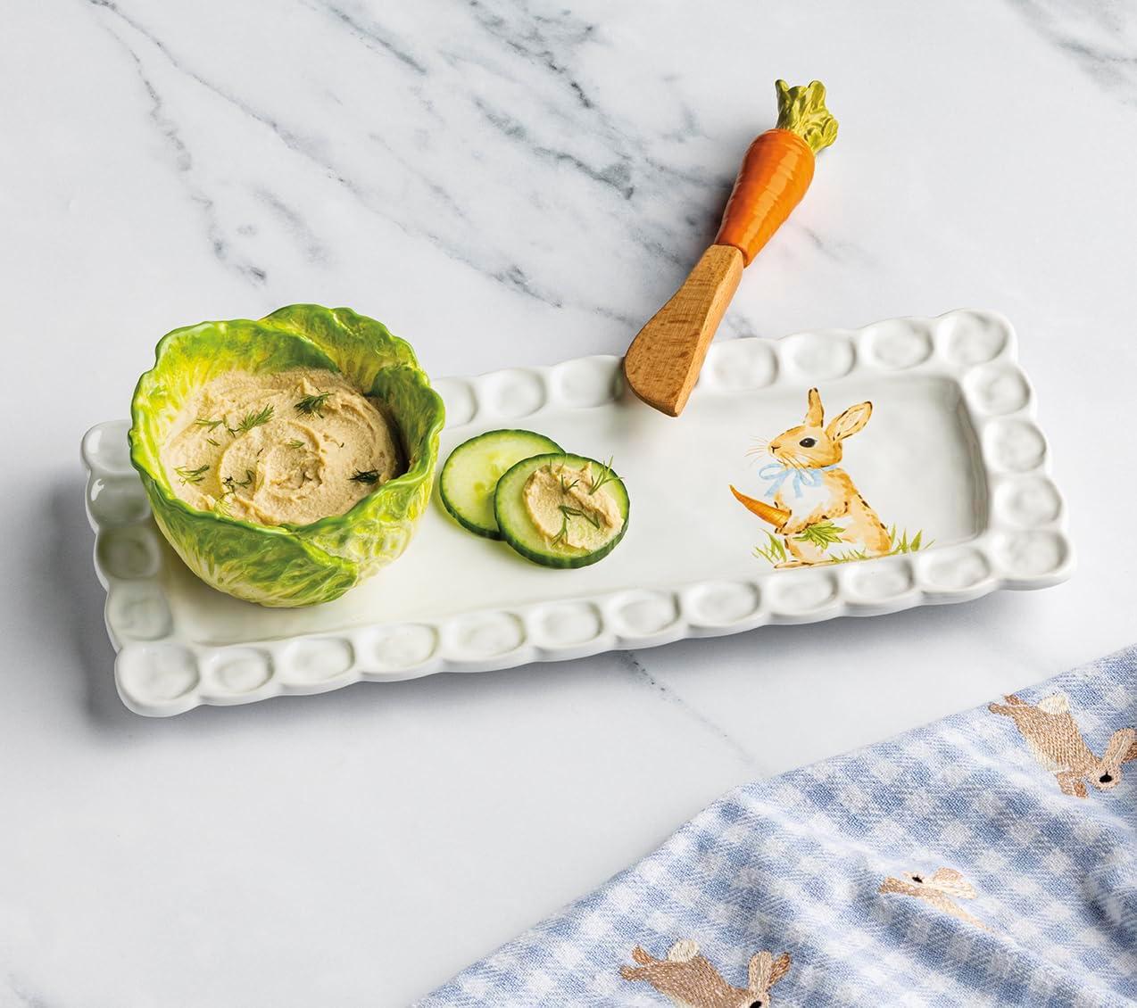 image:imageMud Pie Easter Bunny Tray Cabbage Tidbit Bowl and Carrot Spreader Set