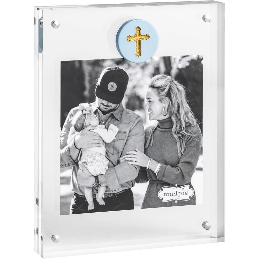 image:imageMud Pie Acrylic White Cross Icon Picture FrameBLUE