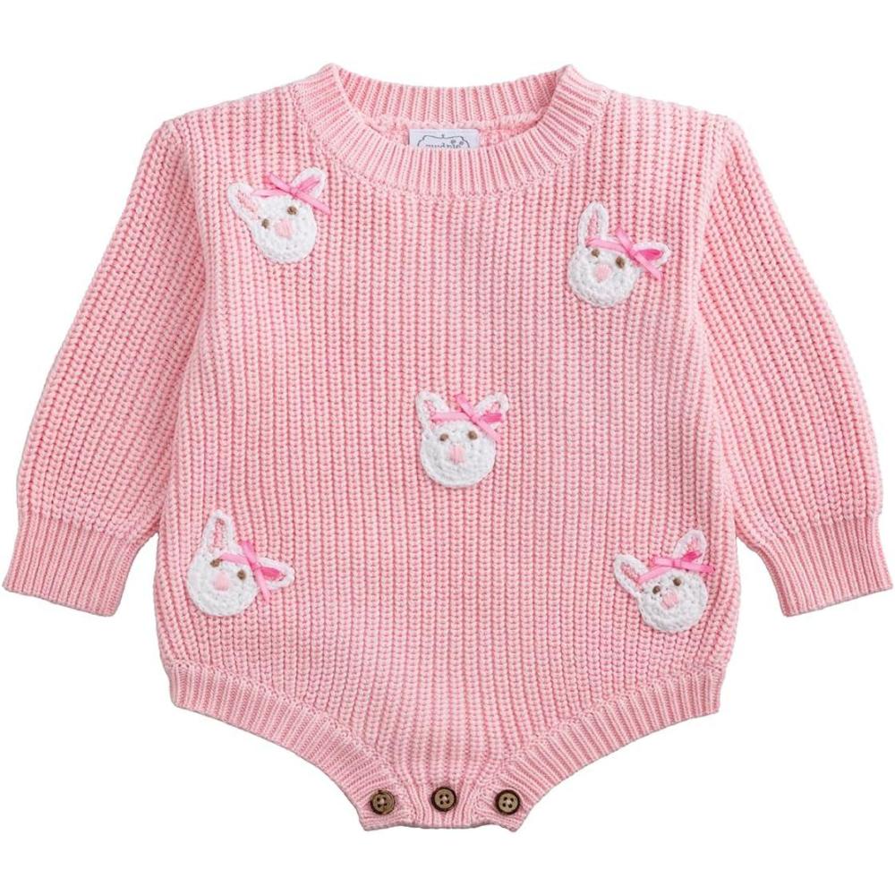 image:imageMud Pie Baby Girl Pink Bunny Sweater Bubble