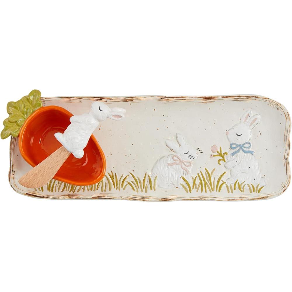image:imageMud Pie Bunny Dip And Tray Set tray 4 34 x 12 14 cup 4 x 2 14 spreader 5 12