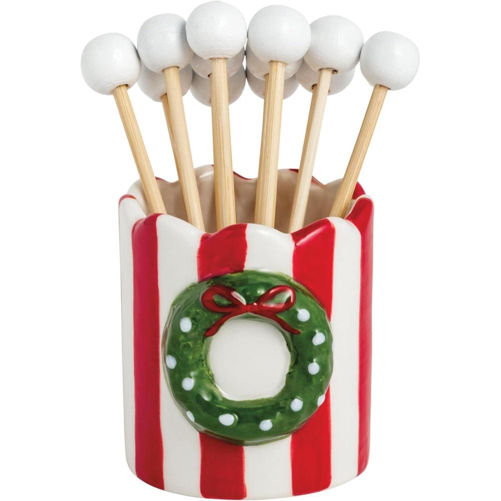 image:imageMud Pie Christmas Santa Toothpick Caddy SetWreath