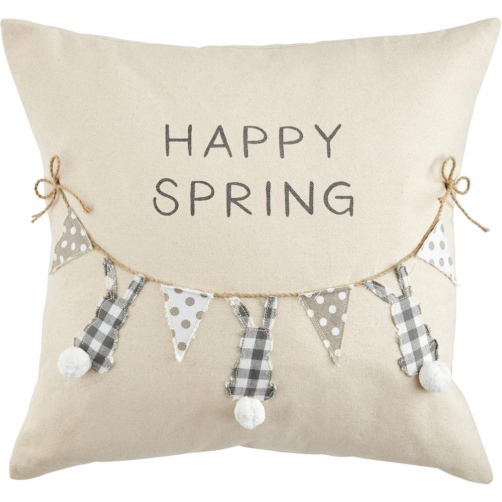 image:imageMud Pie Easter Banner Applique Pillow 18 x 18 BunnyBunny