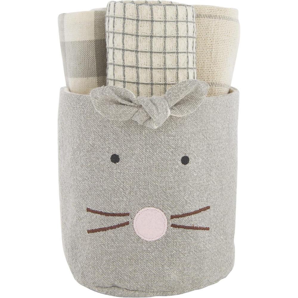 image:imageMud Pie Easter Bunny Bucket Towel Set Gray 425 x 475Gray