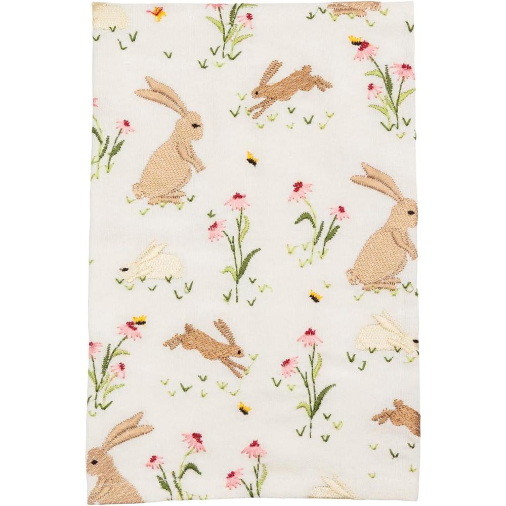 image:imageMud Pie Easter Embroidered Bunny Floral TowelPink
