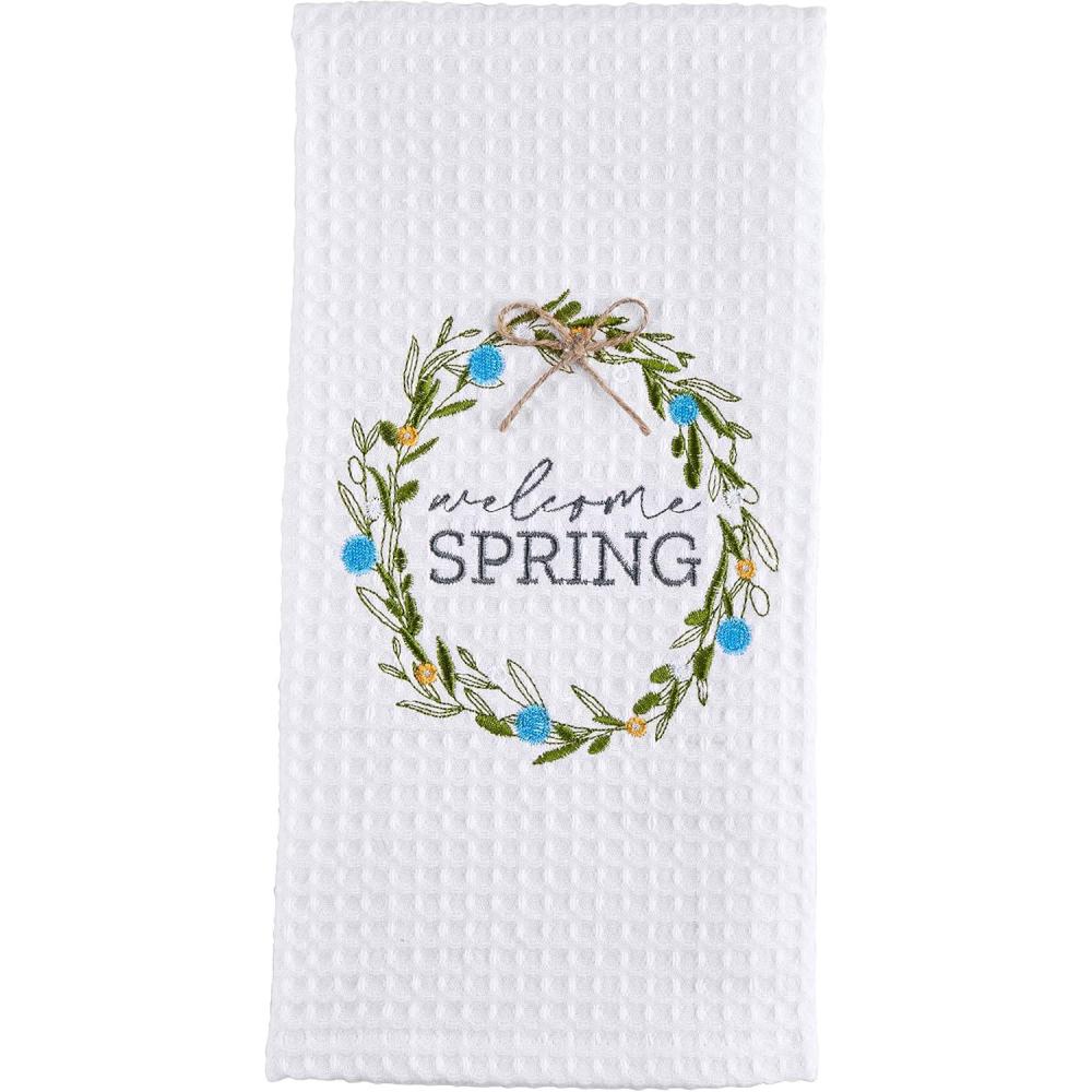 image:imageMud Pie Easter Embroidered Bunny Floral TowelWelcome Spring