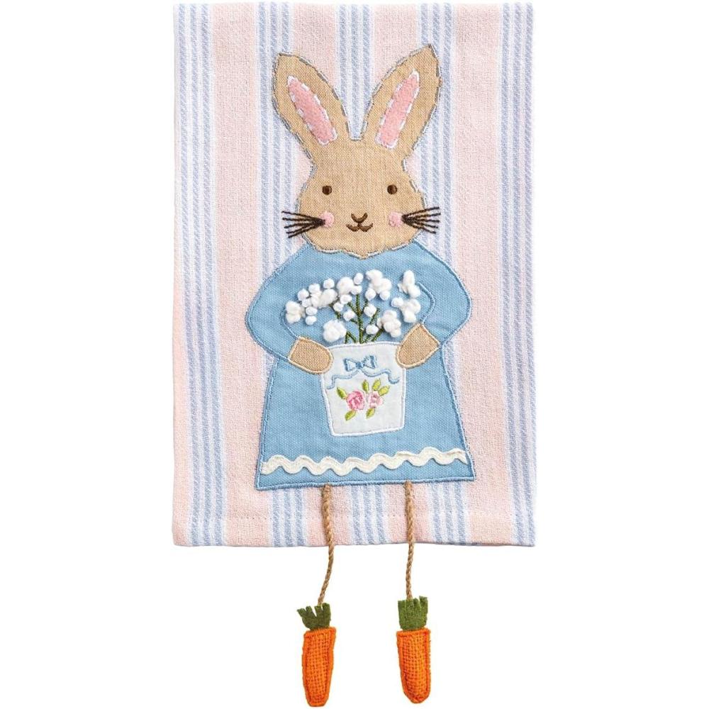 image:imageMud Pie Easter Stripe Bunny Dangle Leg Towel