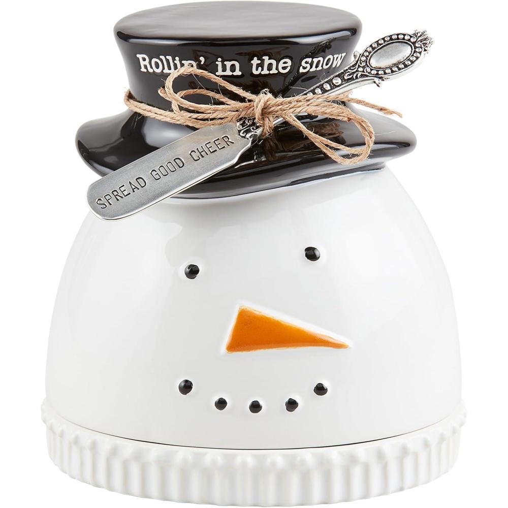 image:imageMud Pie Snowman Cloche Spreader Set cloche 6 12 x 5 12 dia  spreader 5