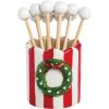 Mud Pie Christmas Santa Toothpick Caddy Set(Wreath)