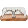 Mud Pie Deer Glass Wood Butter Dish; 3 1/4″ x 6 3/4″