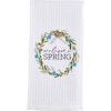 Mud Pie Easter Embroidered Bunny Floral Towel(Welcome Spring)
