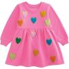 Mud Pie Girls’ Mud Pie Kids Boucle Heart Sweatshirt Dress(Pink)