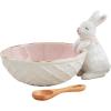 Mud Pie Pink Bunny Candy Dish Set; bowl 4″ x 5″ | spoon 3 1/2″(Pink)