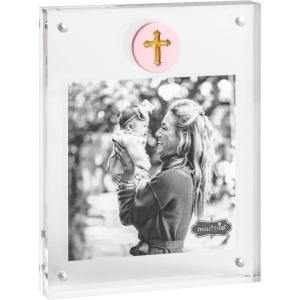 Mud Pie Acrylic White Cross Icon Picture Frame(PINK)
