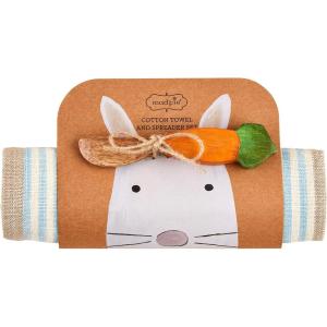 Mud Pie Bunny Towel & Spreader Sets, Blue, 26″ x 16 1/2″(Blue)