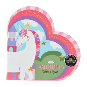 Mud Pie Children Unicorn Valentines Tattoo Book; 6 1/2″ x 6 1/2″