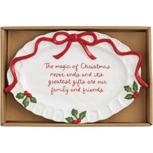 Mud Pie Christmas Bow Whimsical Christmas Sentiment Plate