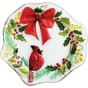 Mud Pie Christmas Cardinal Wreath Plate