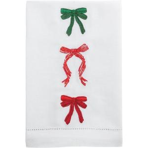 Mud Pie Christmas Three Bows Embroidered Towel