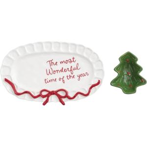Mud Pie Christmas Wonderful Time of The Year Tray & Tidbit Set