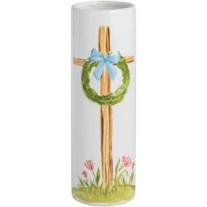 Mud Pie Easter Blue Bow Cross Bud Vase(Blue)