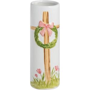 Mud Pie Easter Blue Bow Cross Bud Vase(Pink)