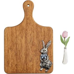 Mud Pie Easter Bow Bunny Wood Board Set(Blue)