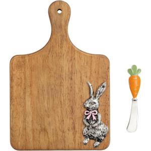 Mud Pie Easter Bow Bunny Wood Board Set(Pink)
