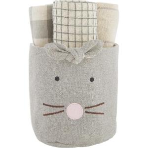 Mud Pie Easter Bunny Bucket Towel Set, Gray, 4.25″ x 4.75″(Gray)