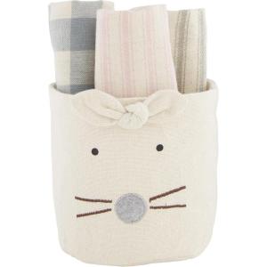 Mud Pie Easter Bunny Bucket Towel Set, Gray, 4.25″ x 4.75″(Natural)