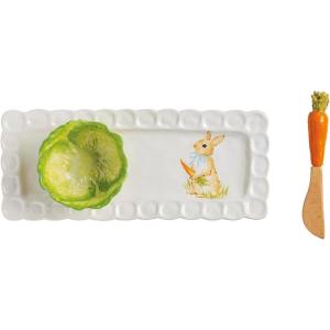Mud Pie Easter Bunny Tray, Cabbage Tidbit Bowl, and Carrot Spreader Set