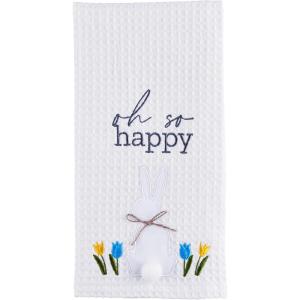 Mud Pie Easter Embroidered Bunny Floral Towel(Oh Easter)