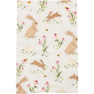 Mud Pie Easter Embroidered Bunny Floral Towel(Pink)