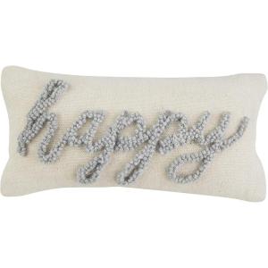 Mud Pie Easter Mini Hook Pillow, Bunny Tail, 8″ x 8″(Happy)