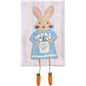 Mud Pie Easter Stripe Bunny Dangle Leg Towel