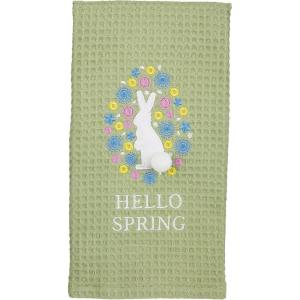 Mud Pie Easter Waffle Towel, Truck, 8″ x 12.5″(Bunny in Flower)