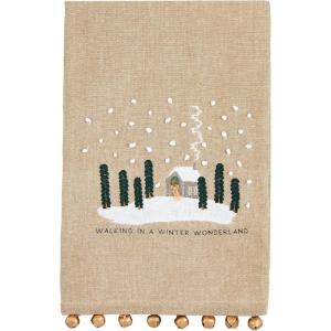 Mud Pie Embroidery Bell Christmas Towel, House, 21″ x 14″