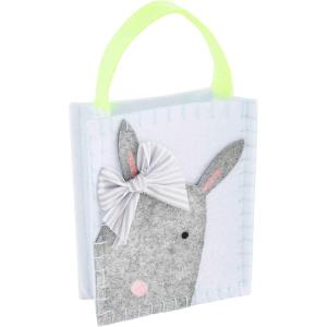 Mud Pie Kids Easter Candy Treat Bag, Gray, 4″ x 5″